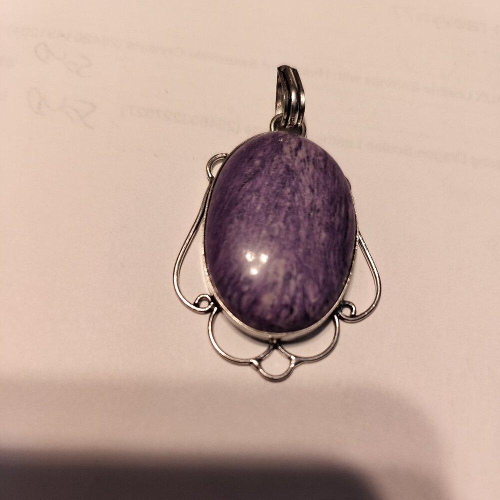RUSSIAN PURPLE CHAROITE PENDANT SET IN SILVER